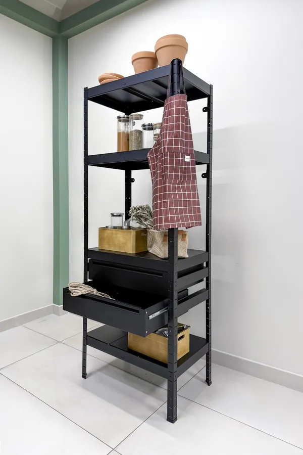 Стеллаж с двумя выдвижными ящиками